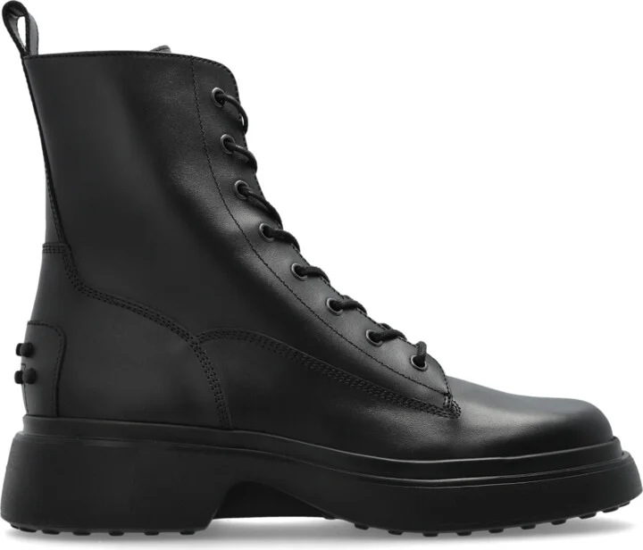 Leather Ankle Boots, , - Black