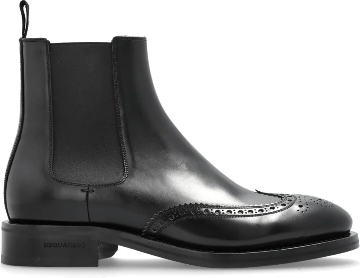Leather Ankle Boots, , - Black