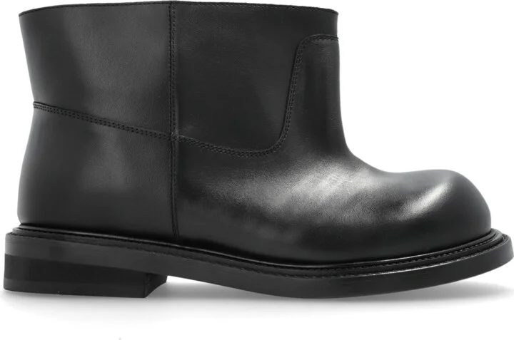 Leather Ankle Boots, , - Black