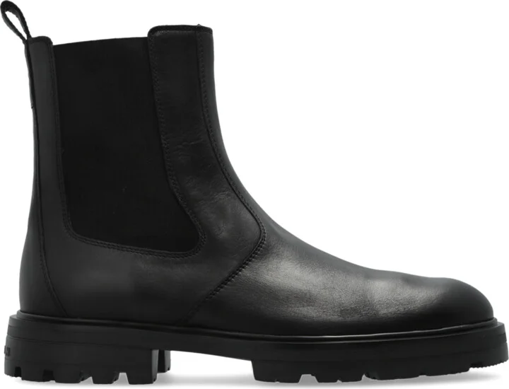 Leather Ankle Boots, , - Black