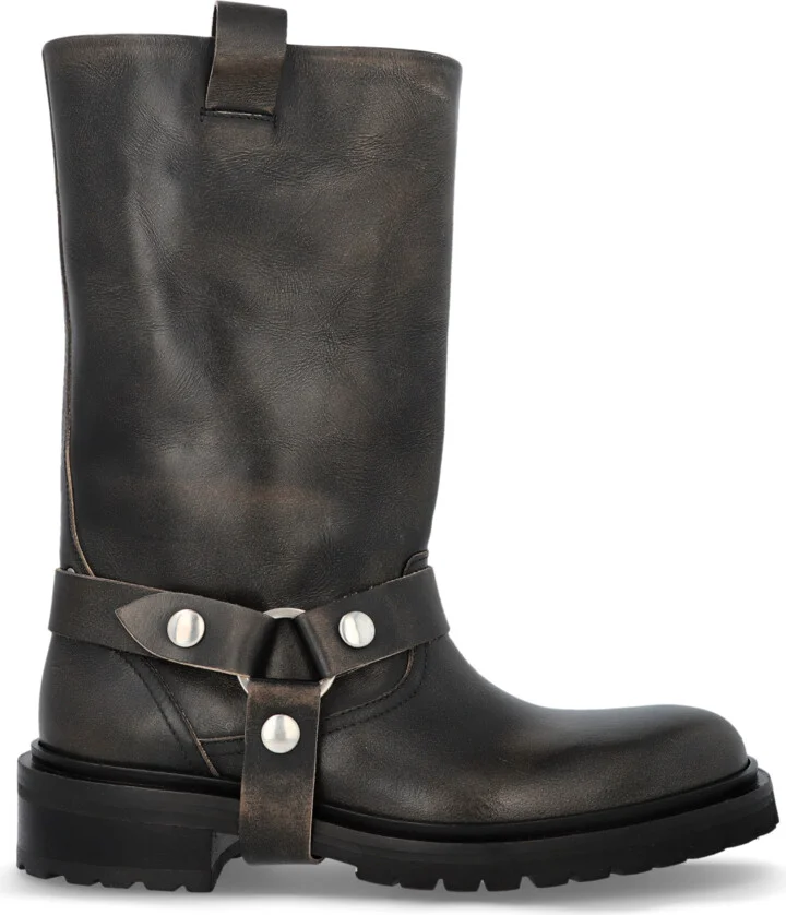 Leather Ankle Boots, , - Brown