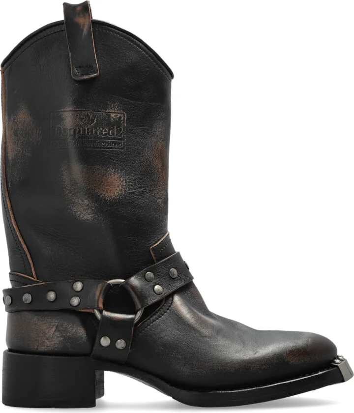 Leather Ankle Boots, , - Brown