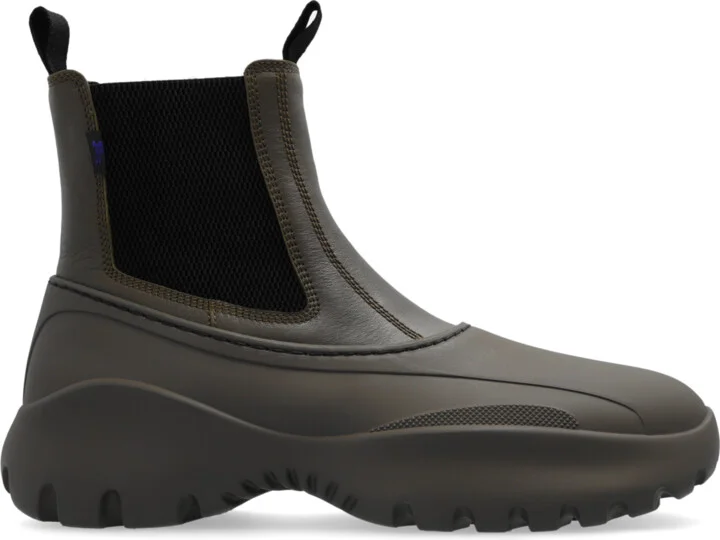 Leather Ankle Boots, , - Green