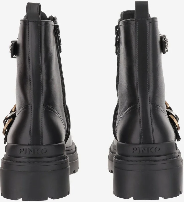 Leather Ankle Boots With Belt And Logo - Image 3