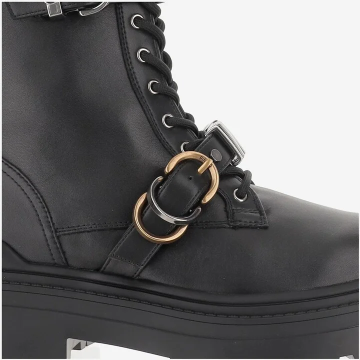 Leather Ankle Boots With Belt And Logo - Image 4