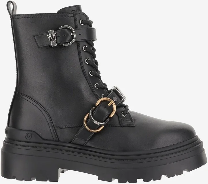Leather Ankle Boots With Belt And Logo