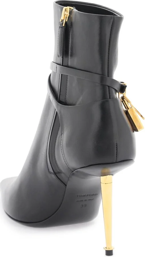 Leather Ankle Boots With Padlock - Image 3