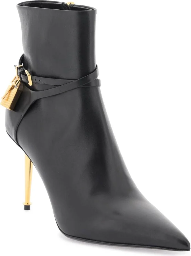 Leather Ankle Boots With Padlock - Image 4