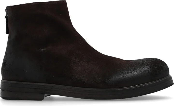 Leather Ankle Boots 'Zucca Zeppa', , - Brown
