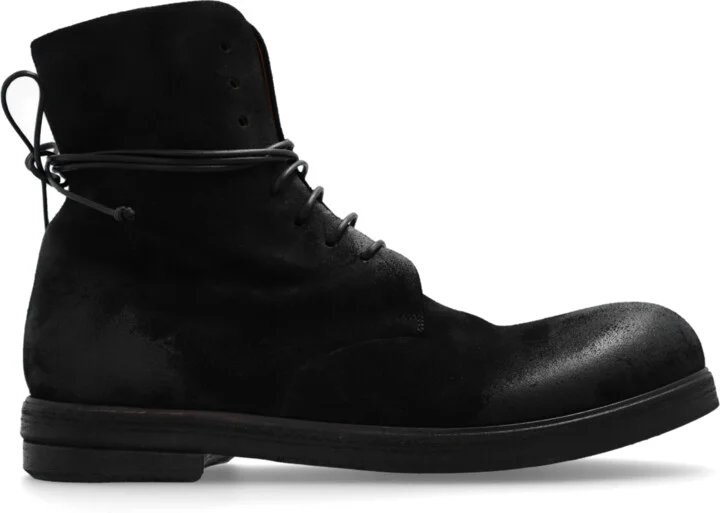 Leather Ankle Boots 'Zucca Zeppa Lace Up', , - Black