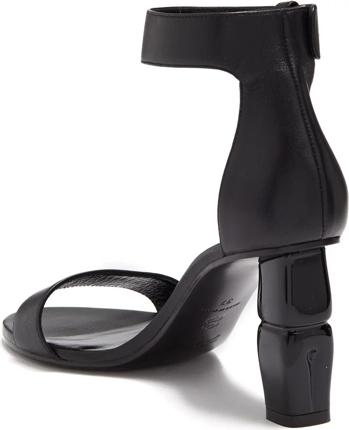 Leather Ankle Strap Block Heel Sandal - Image 2