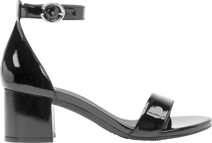 Leather Ankle Strap Dress Sandals In Black
