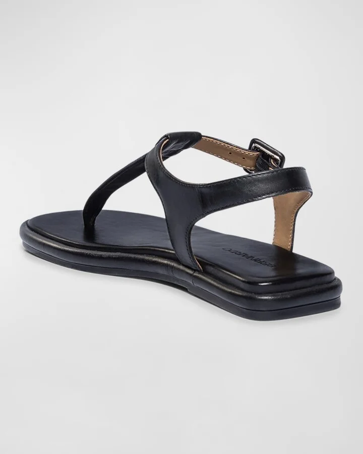 Leather Ankle-Strap Thong Sandals - Image 2