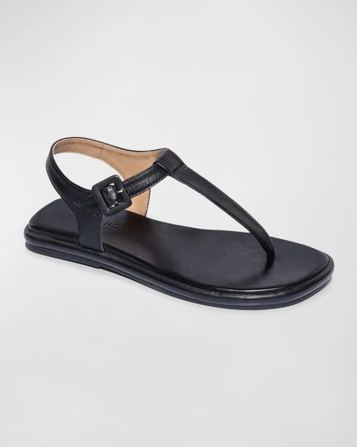 Leather Ankle-Strap Thong Sandals - Image 4