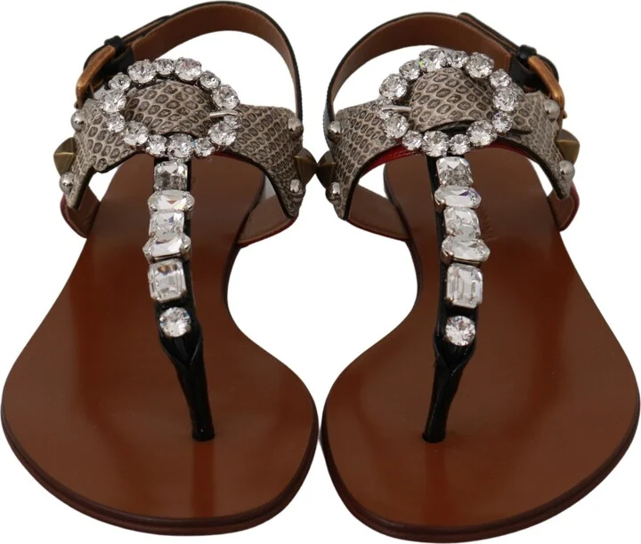 Leather Ayers Crystal Sandals Flip Flops Women's Shoes - Image 2