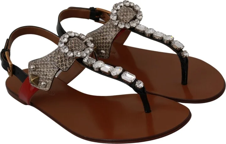 Leather Ayers Crystal Sandals Flip Flops Women's Shoes - Image 3