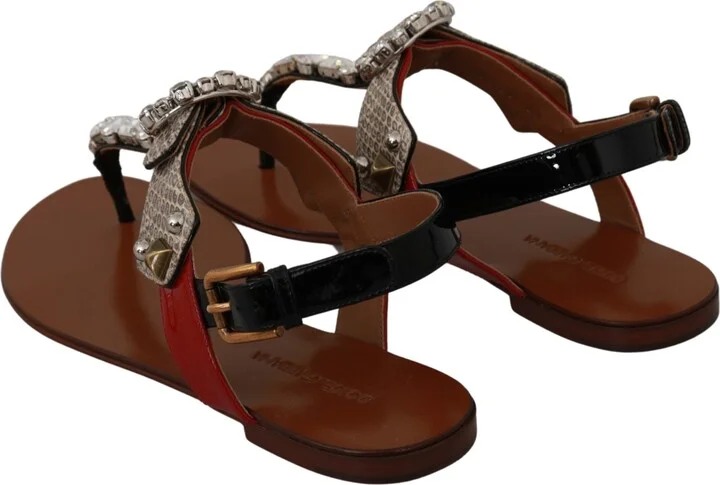 Leather Ayers Crystal Sandals Flip Flops Women's Shoes - Image 4