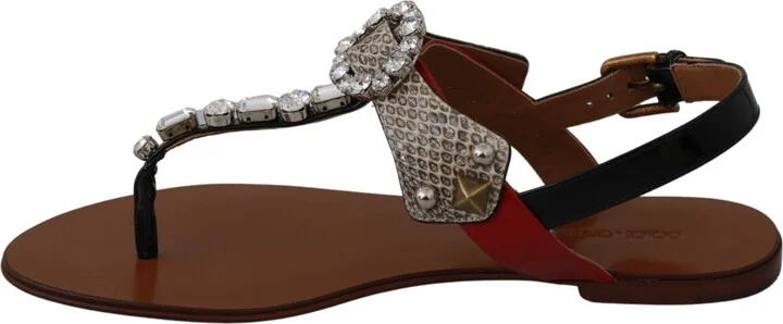Leather Ayers Crystal Sandals Flip Flops Women's Shoes - Image 5