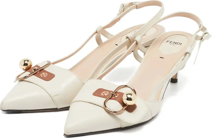 Leather Ball-Detail Slingback Pumps - Image 2