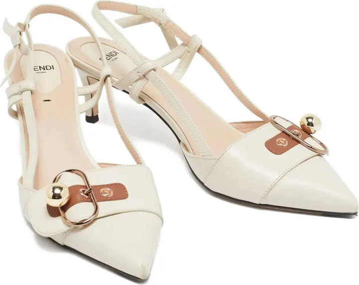 Leather Ball-Detail Slingback Pumps - Image 3
