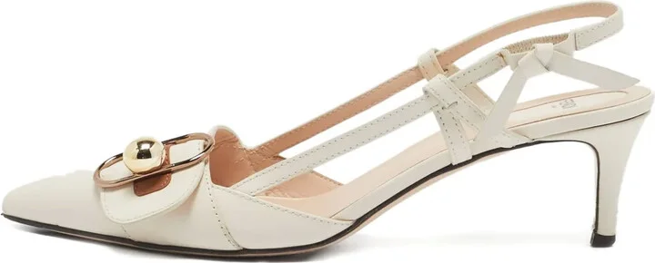 Leather Ball-Detail Slingback Pumps