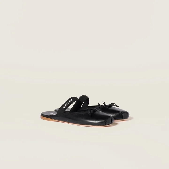 Leather ballerina mules