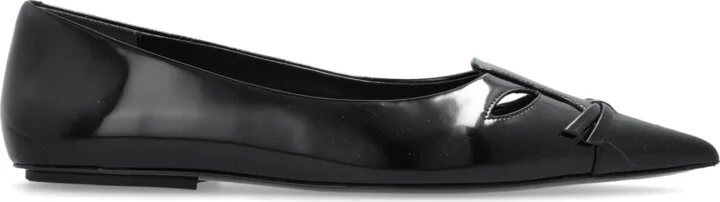 Leather Ballerinas, , - Black