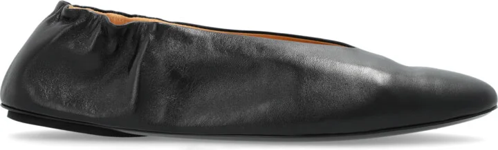 Leather Ballerinas, , - Black