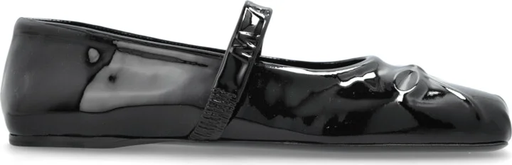 Leather Ballerinas, , - Black