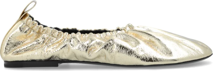 Leather Ballerinas, , - Gold