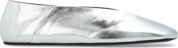 Leather Ballerinas, , - Silver