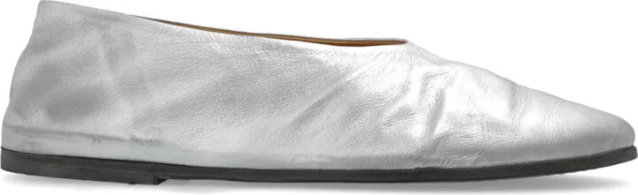 Leather Ballerinas, , - Silver