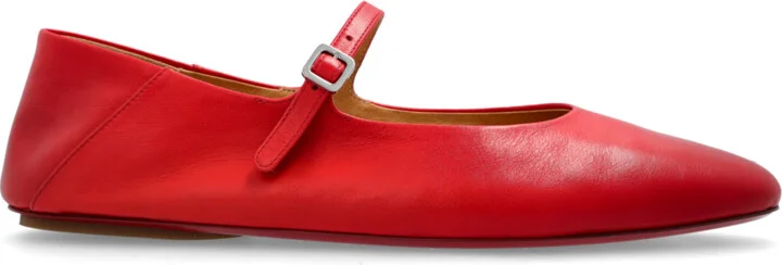 Leather Ballerinas Strascico, , - Red