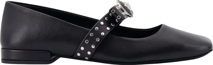 Leather Ballerinas With Frontal Studs