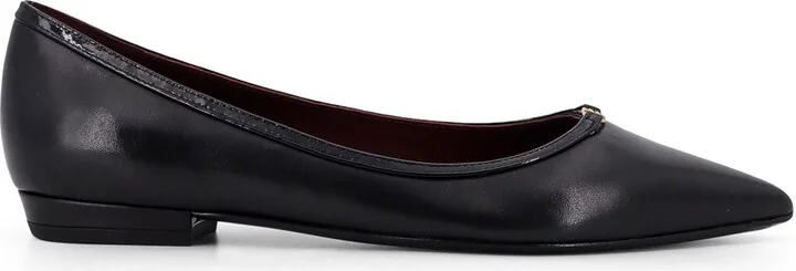Leather Ballerinas With Patent Leather Profile