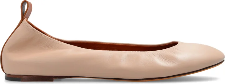 Leather Ballet Flats, , - Beige