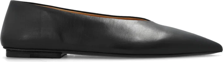 Leather Ballet Flats, , - Black
