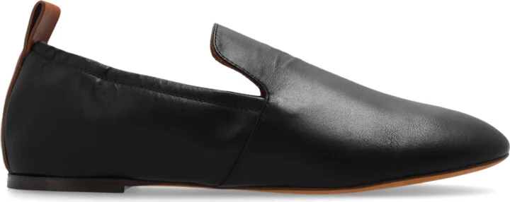 Leather Ballet Flats, , - Black