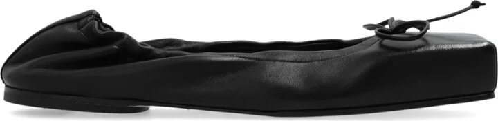 Leather Ballet Flats, , - Black