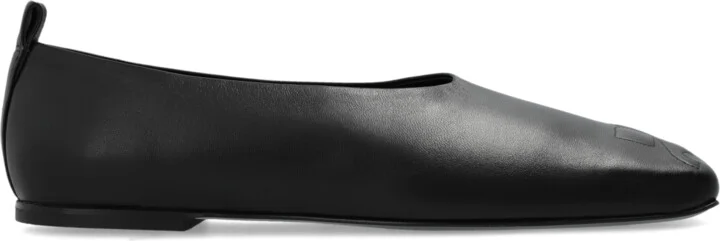 Leather Ballet Flats, , - Black
