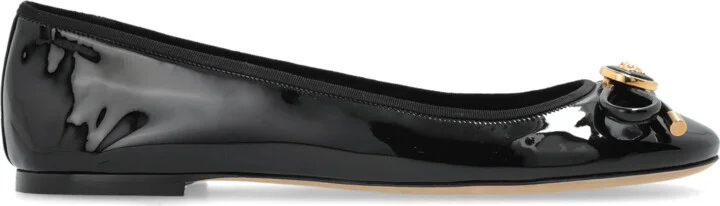 Leather Ballet Flats, , - Black