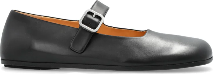 Leather Ballet Flats, , - Black