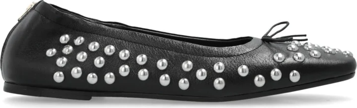 Leather Ballet Flats, , - Black