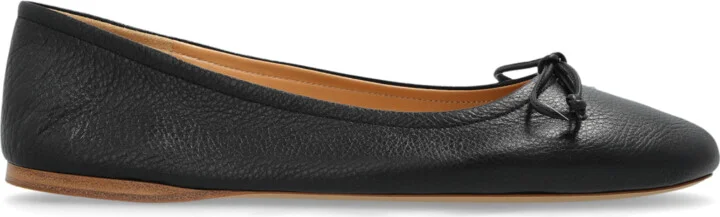 Leather Ballet Flats, , - Black