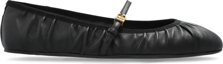 Leather Ballet Flats, , - Black