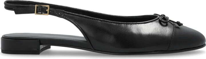 Leather Ballet Flats, , - Black