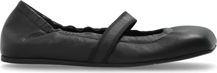 Leather Ballet Flats, , - Black