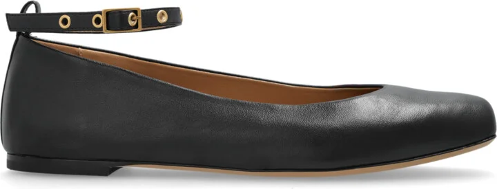 Leather Ballet Flats, , - Black