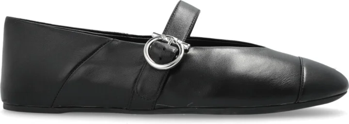 Leather Ballet Flats, , - Black