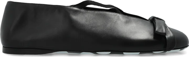 Leather Ballet Flats, , - Black